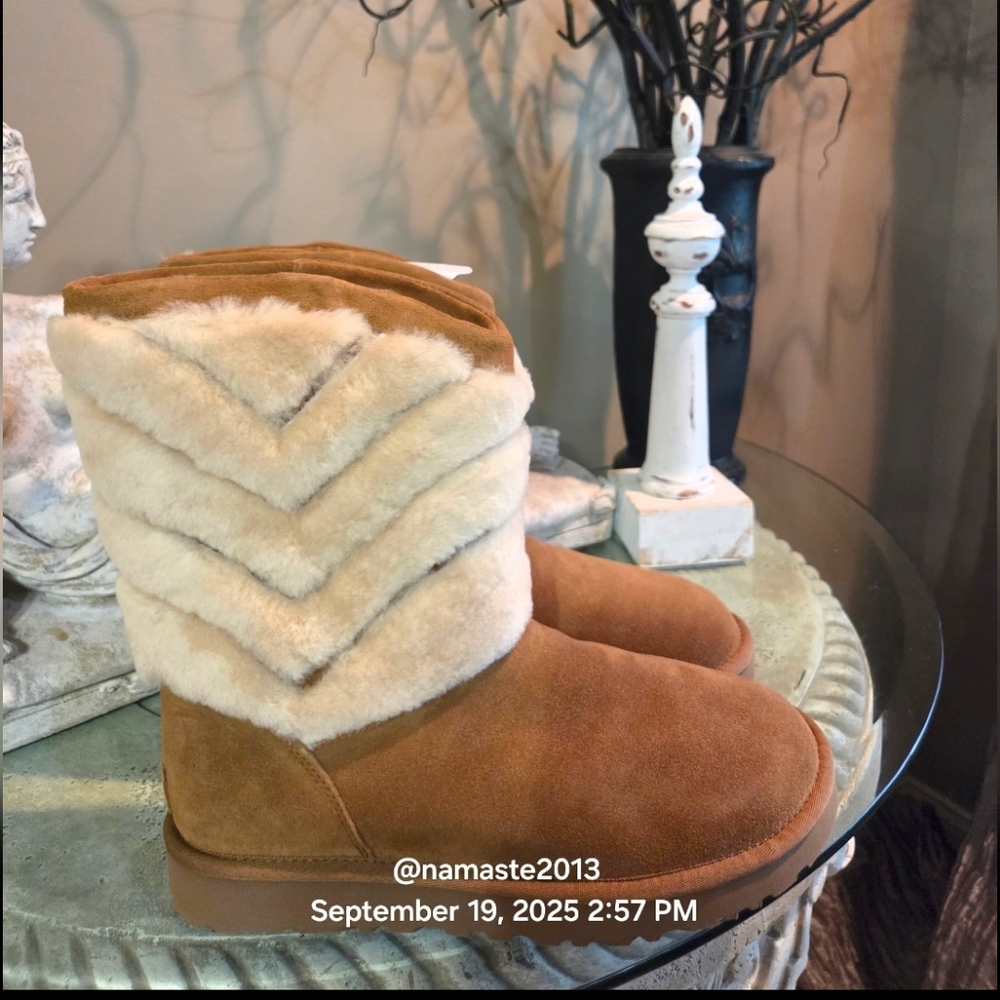 Ugg Tania Chevron Boots Fur Shearling SN 1012391 Designer Luxury Winter #169 - Picture 5 of 14